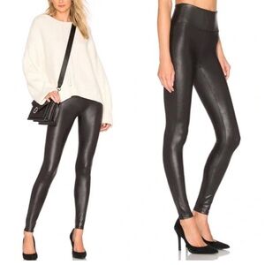Spanx black faux leather leggings size medium